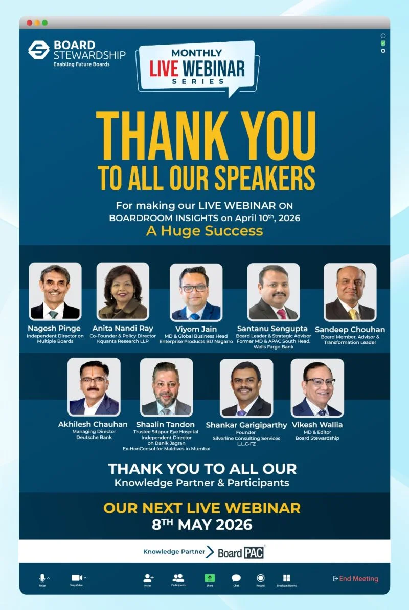 Speaker at Board Stewardship webinar